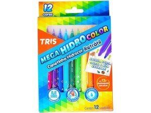 Canetinha 12 Cores Mega Hidro Color - Tris