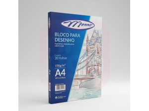 Bloco A4 Desenho 150g Branco Liso -  Menno